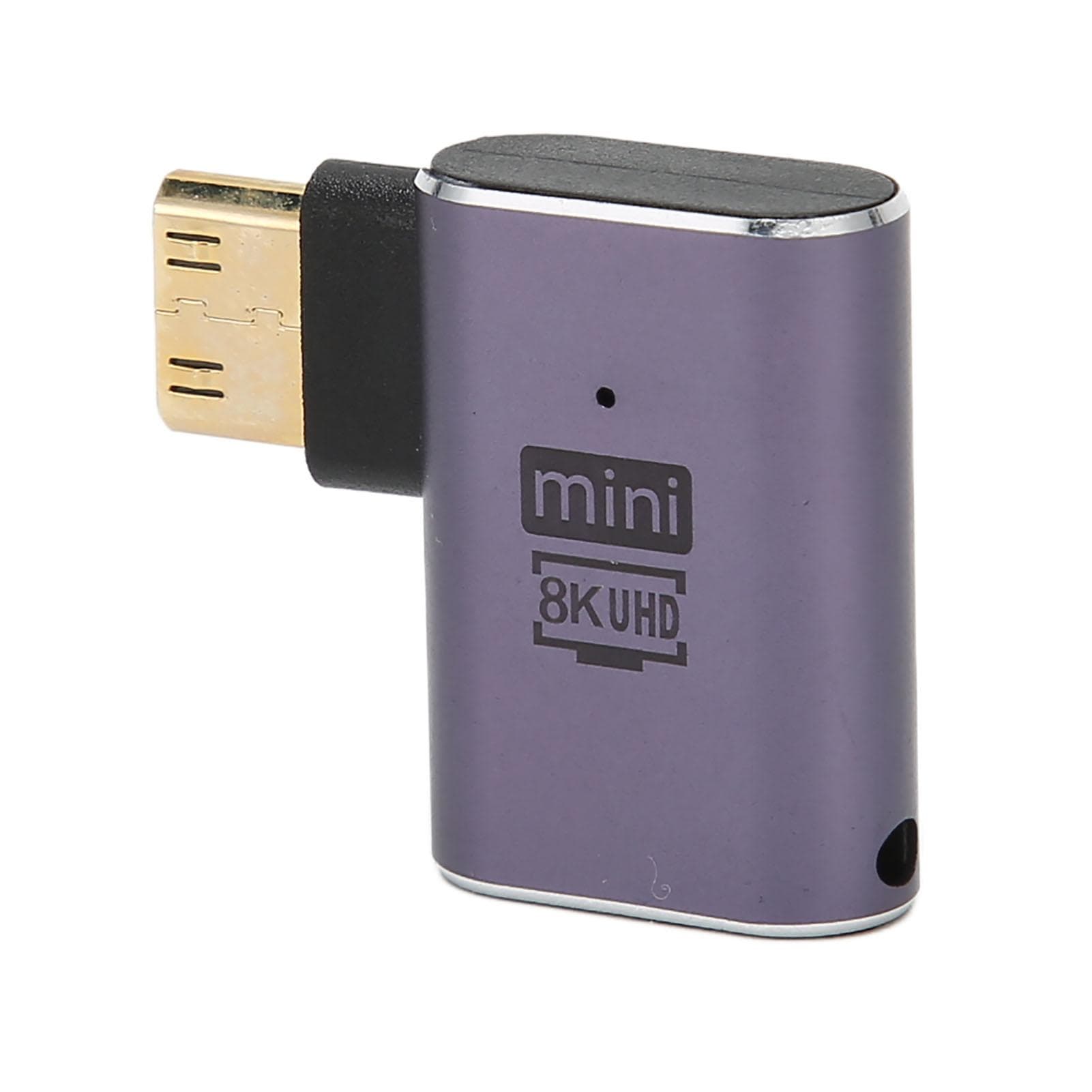 Mini HD to HD Adapter Right Angle 8K 60Hz 48Gbps LED Indicator Mini HD to HD Converter for Laptop