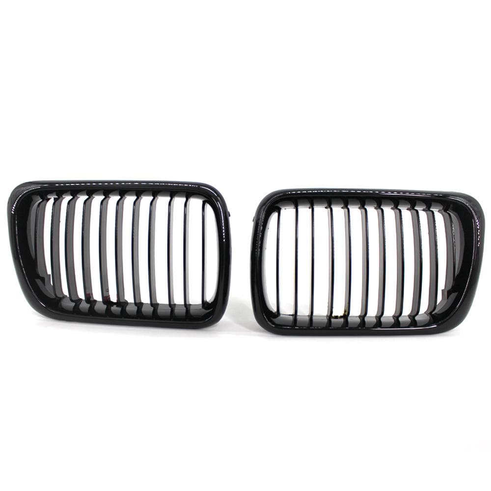2Pcs Gloss Black Front Bumper Hood Kidney Grille Racing Grille Replacement for BMW 3-Series E36 M3