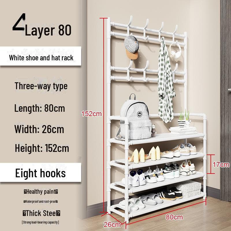 Shoe & Hat Rack: Multi-Layer, Space-Saving, Floor-Standing Cabinet for Bedroom Door Storage