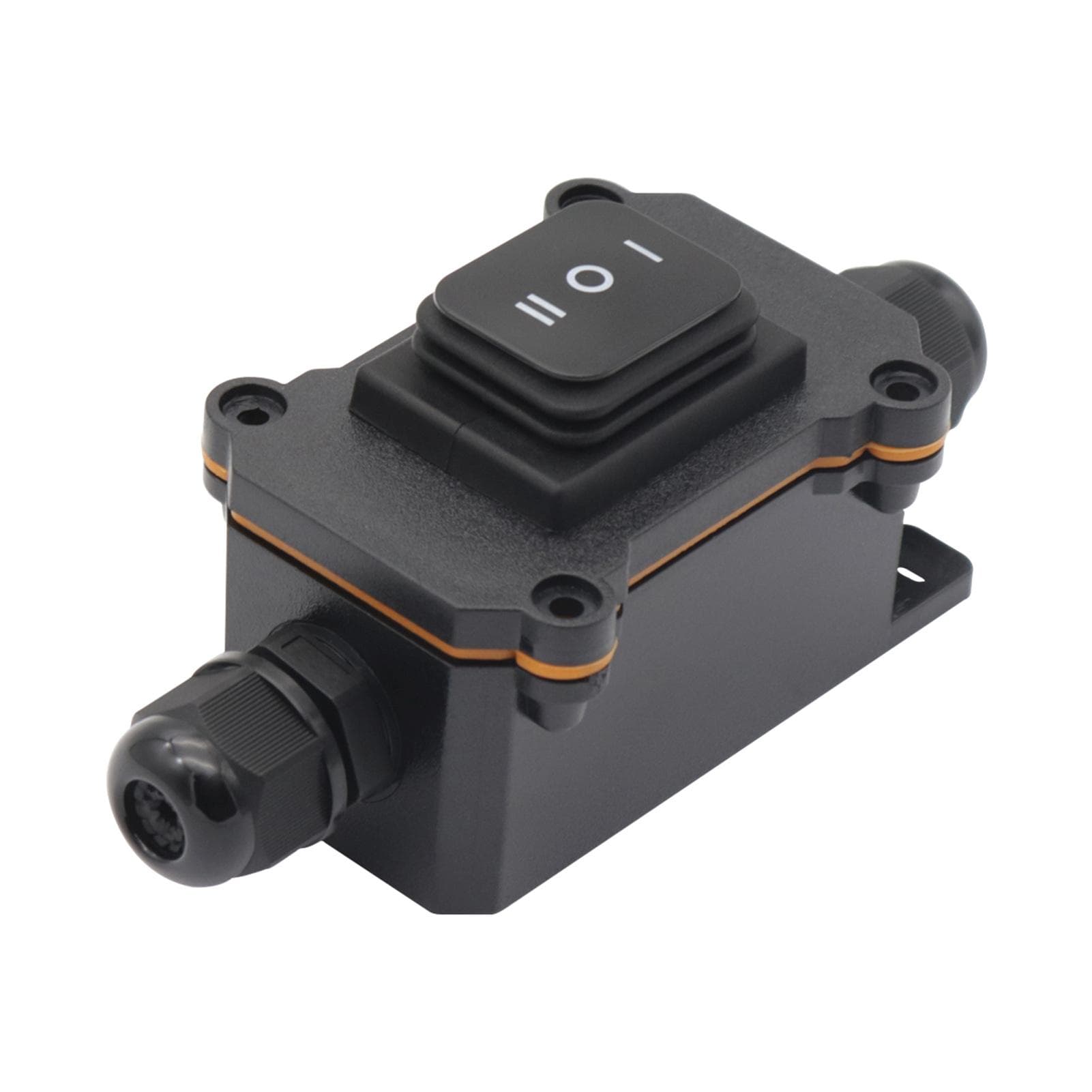 IP68 Waterproof Junction Box + 12V 3-speed Rocker Switch Set Outdoor 2 Way Plug Line Wire Range 4 black