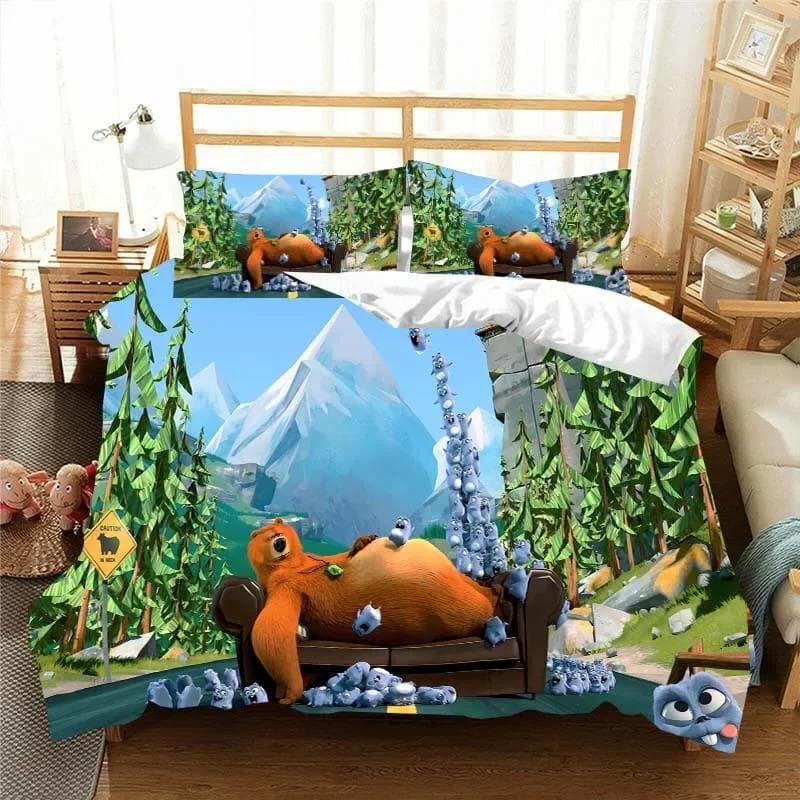 3D G-Grizzy and The Lemmings Bedding Set Duvet Cover Comforter Bed Single Twin Full Queen Youth Kids Girl Boys Gift Bed Sheets US Full 200x230cm
