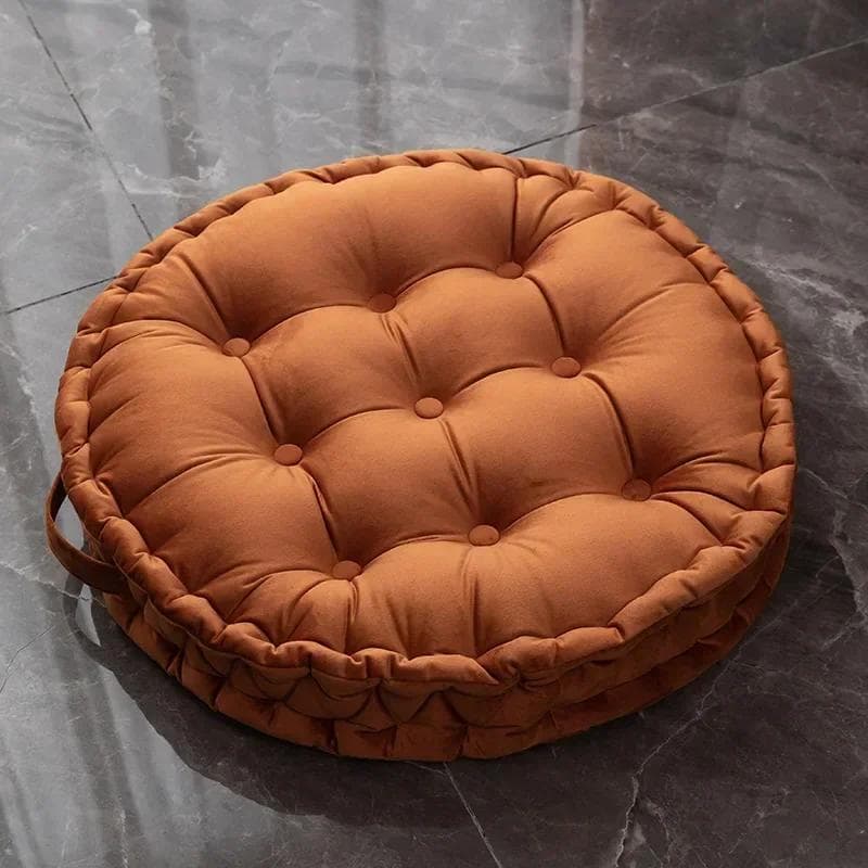 60x60cm Nordic Plain Velvet Tatami Round Cushion Pillow Thickened Winter Sofa Back Cushion Floor Meditation Cushion Futon Round 60x60CM