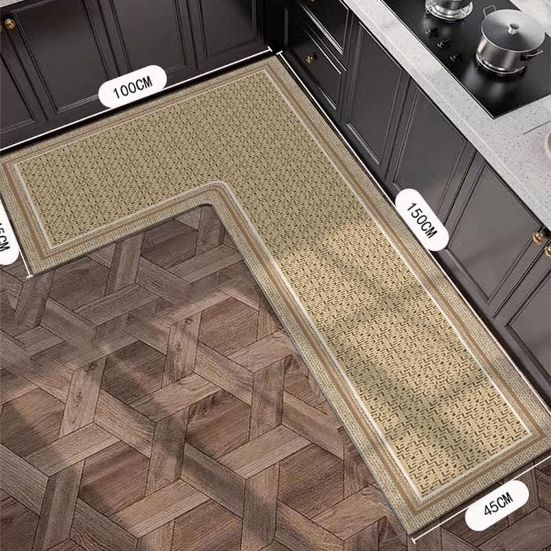 Kitchen Carpet L Shape Non-slip Floor Mat Diatom Mud Absorbent Mats Home Decoration Rug Oil Absorption Imitation Linen Carpets 80x120x45cm