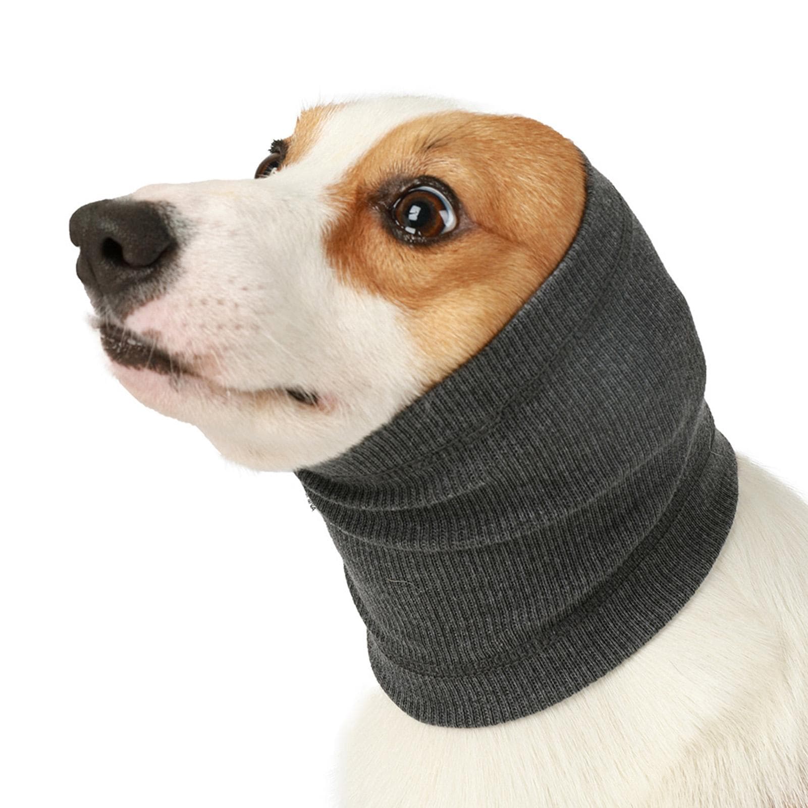 Dog Snood Neck Warmer Earmuffs for Noise Grooming Anxiety Calming Ear Cover Large grey