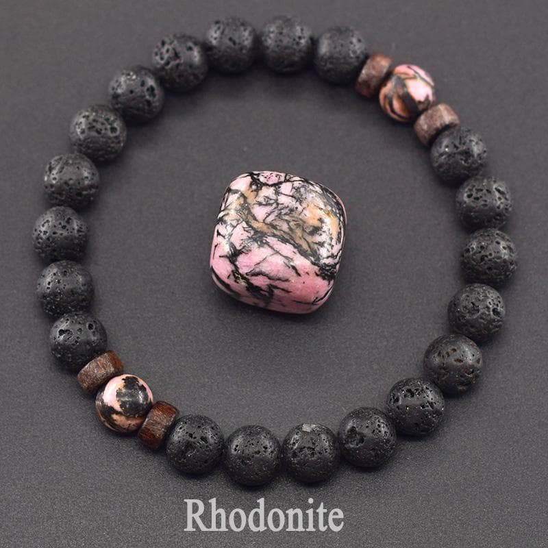Natural Yellow Tiger Eye Bead Bracelet Men Women Black Volcanic Lava Wristband Tibetan Buddha Elastic Rope Couple Stone Bracelet