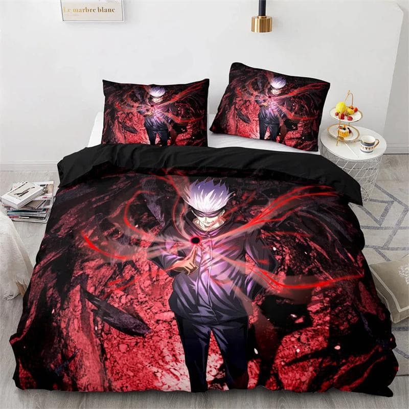 Anime Jujutsu Kaisen Satoru Gojo Duvet Cover Set King Queen Double Full Twin Single Size For Kids Teens Bedding Set 135x200cm 2pcs