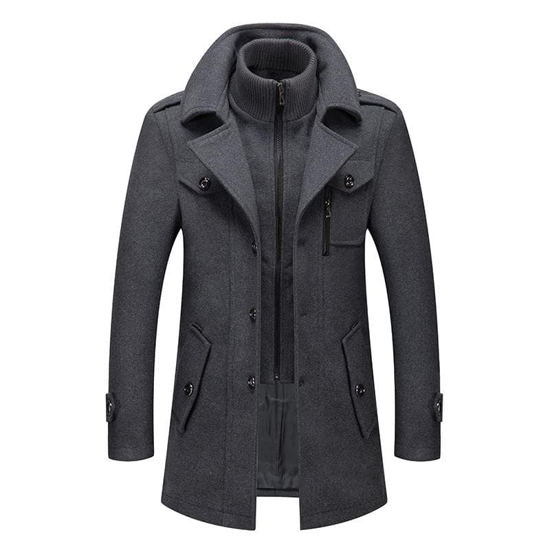 Trench Coat for Men Woolen Coat for Men Jackets for Men Fashion Jacket&coat Mens Coat Double Collar Coat Cold-proof Jacket XXL grey