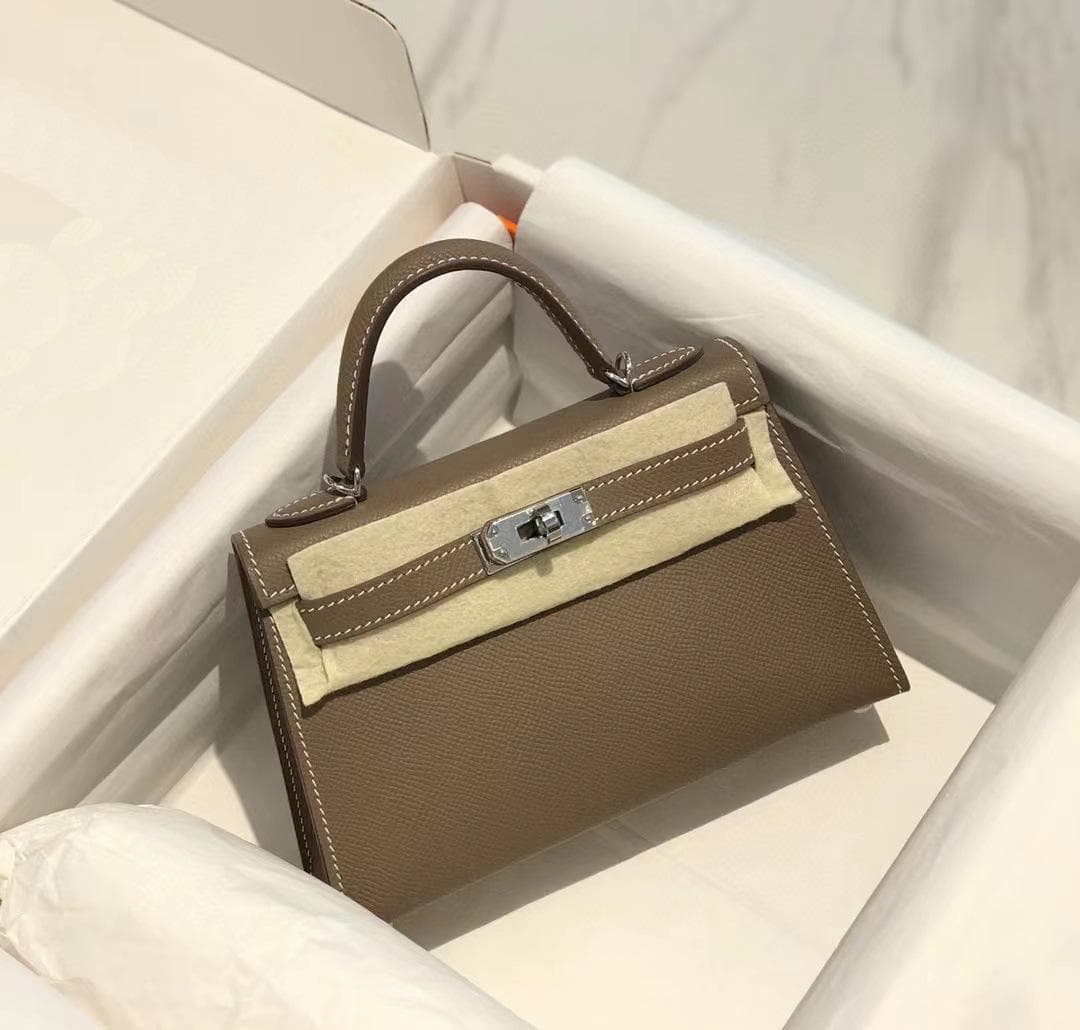 New Genuine Leather Second-generation Bag Mini Bag Palm Print Cowhide Single Shoulder Women's Crossbody Bag Classic Fashionable And Versatile 21cm+box with silk scarf khaki/silver