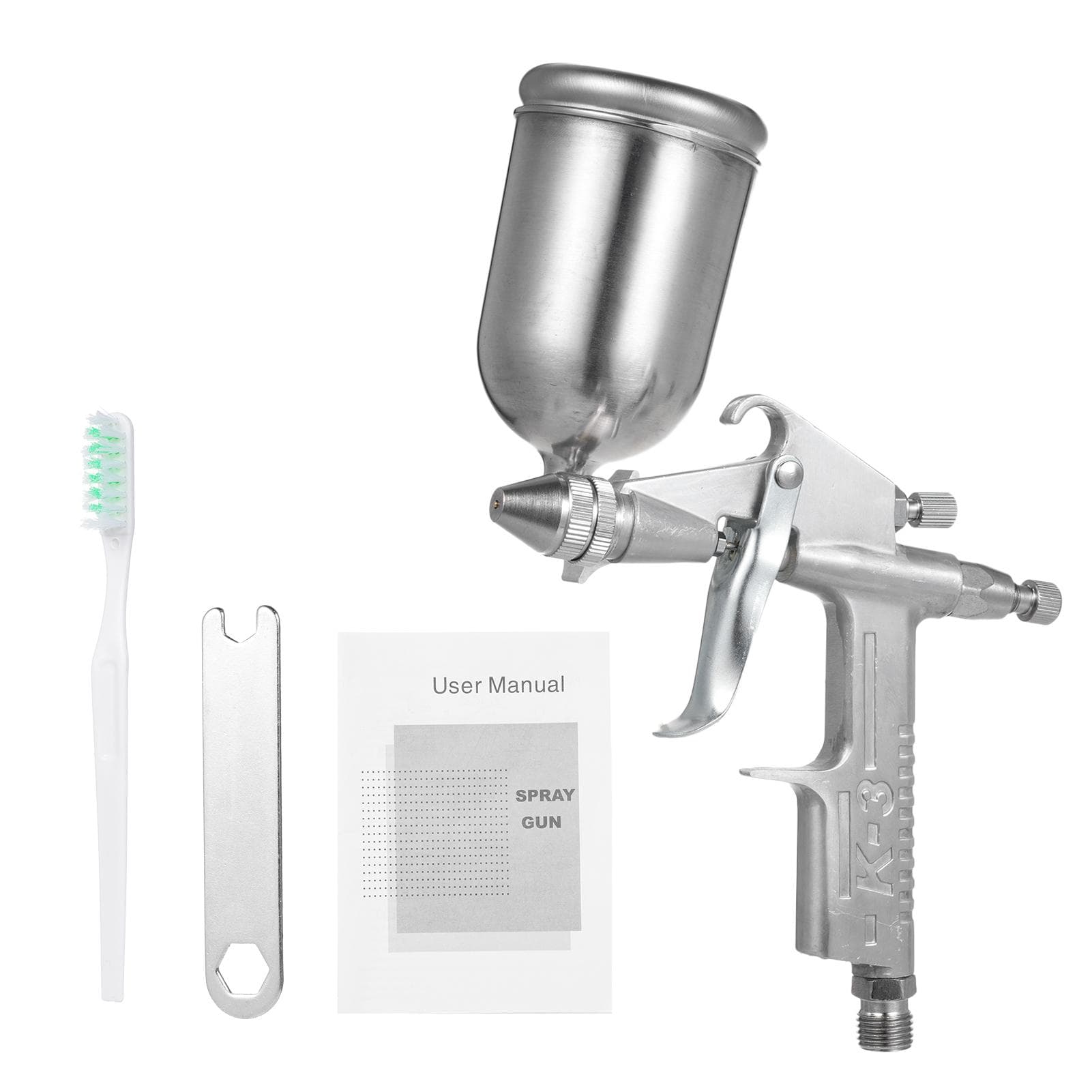 High Volume Low Pressure Mini Spray Machine Air Paint Sprayer with 0.5mm Nozzle 150cc Capacity Cup silver