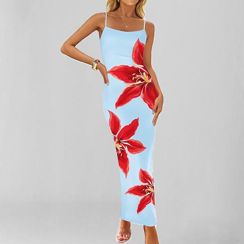 New Spring Style Stylish and Elegant Printed Temperament Sleeveless Suspender Dress 2XL