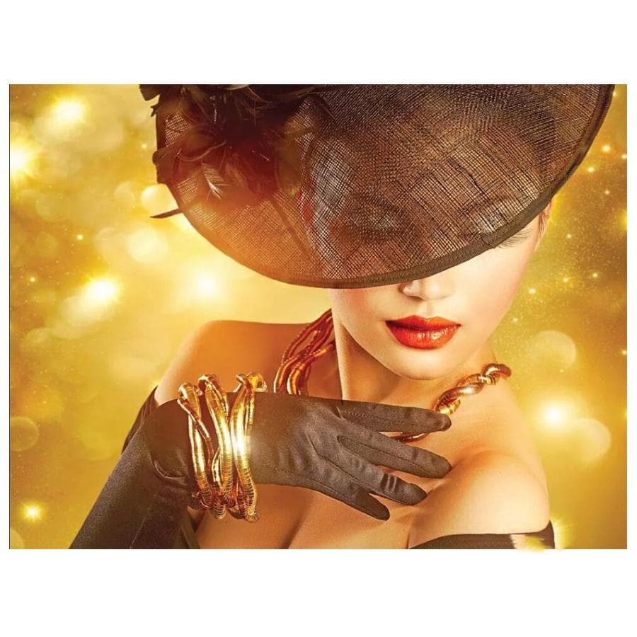 5D DIY Diamond Painting Hat Girl Pictures of Rhinestones Full Circular Diamond Embroidery 20X30CM