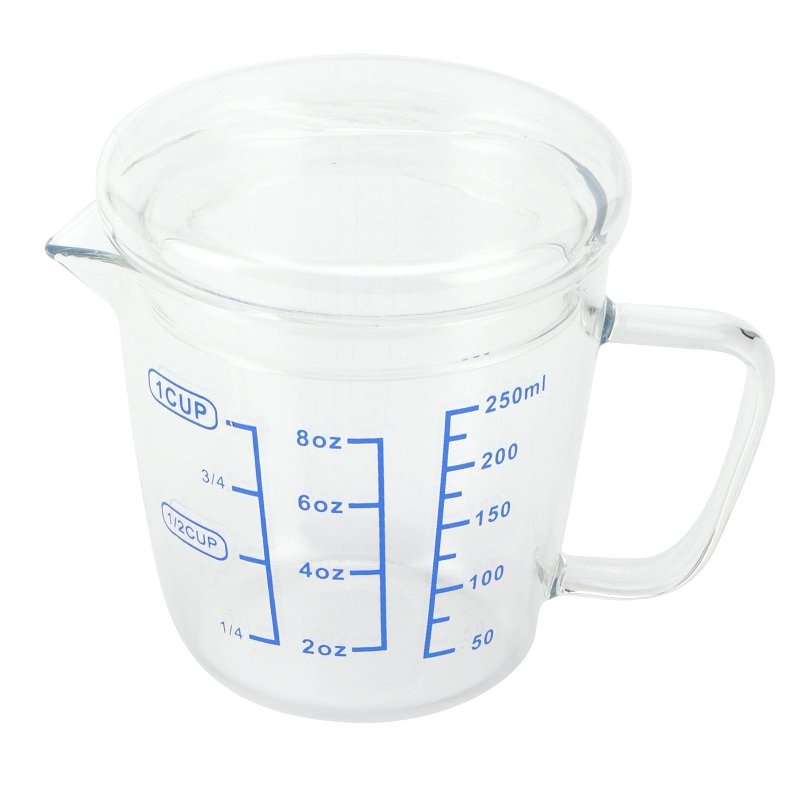 Heat Resisting Glass Measuring Cup Milk Scale Measuring Jug with Lid Kitchen Utensil(250ml )