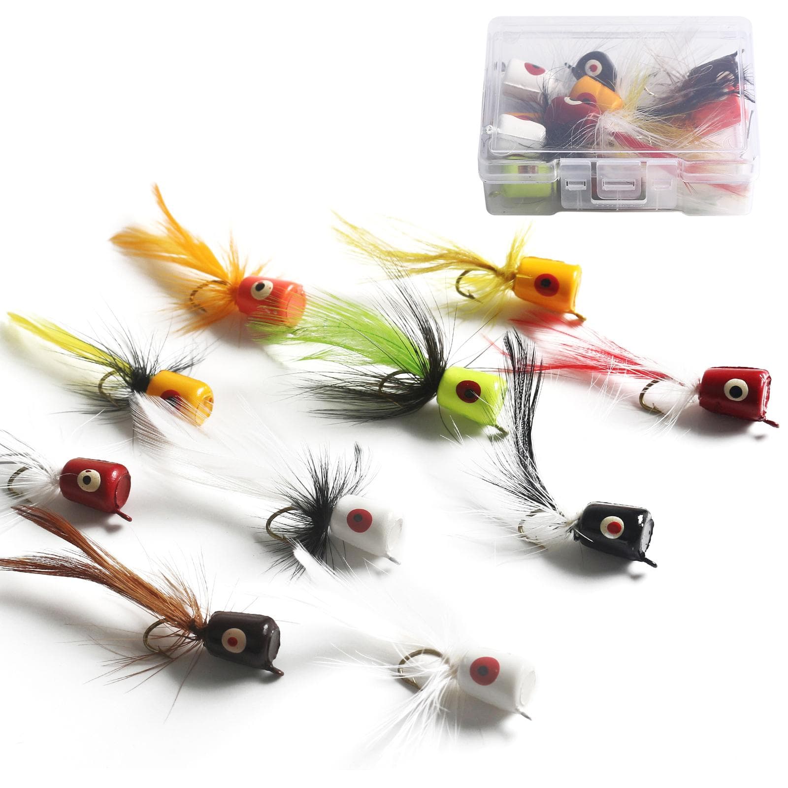 Bass Hooks Fly Fishing Popper Lures for Sunfish Bluegill Crappie Bass Panfish Topwater Popper Fly multicolour