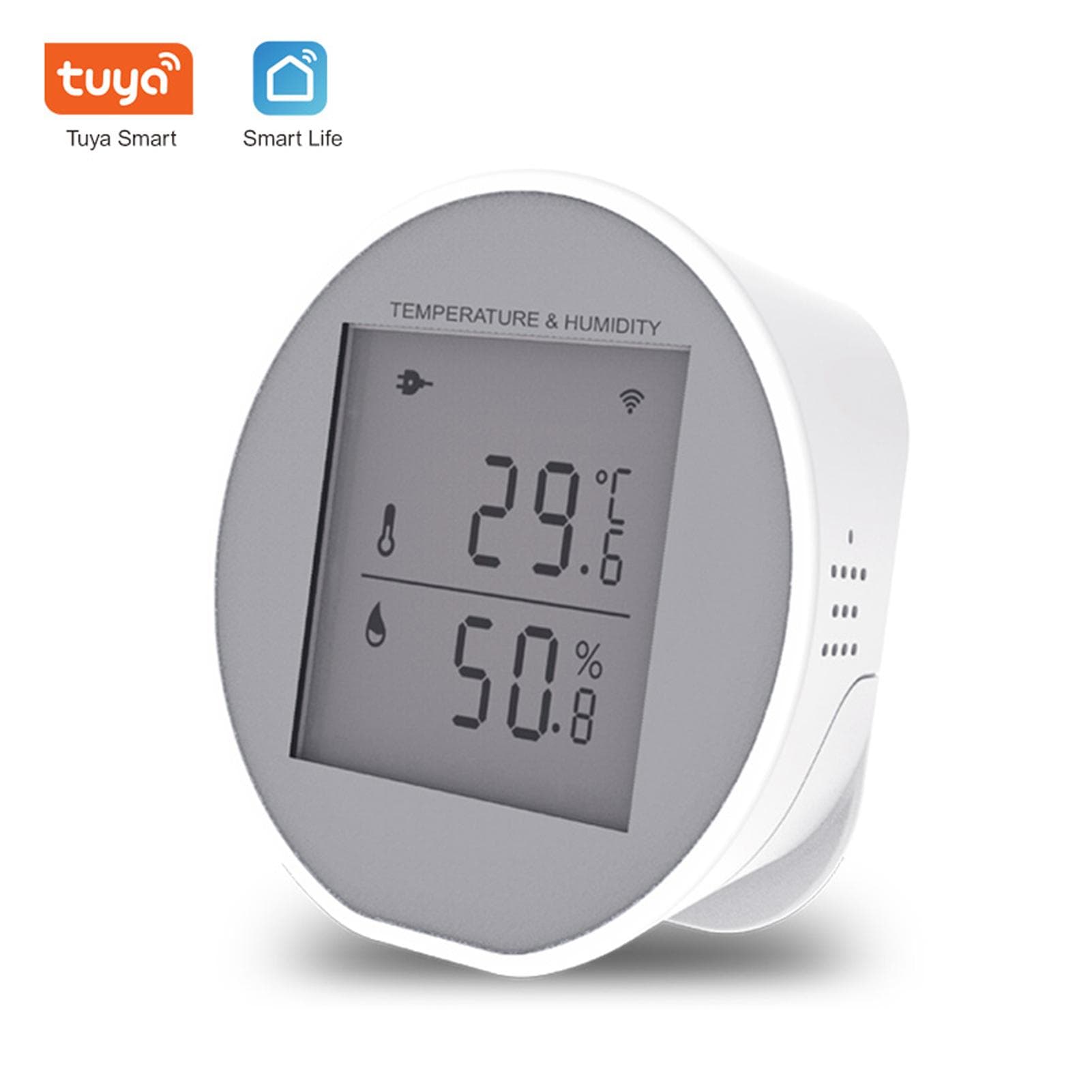 Smart WiFi Temperature Humidity Monitor Wireless Temperature Humidity Sensor TUYA APP Notification white