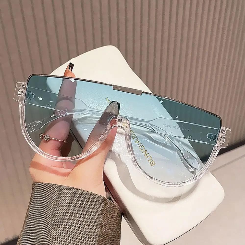 New Monoblock Semi-round Sunglasses Designer Half Frame Oversized Sun Glasses for Women Men Outdoor