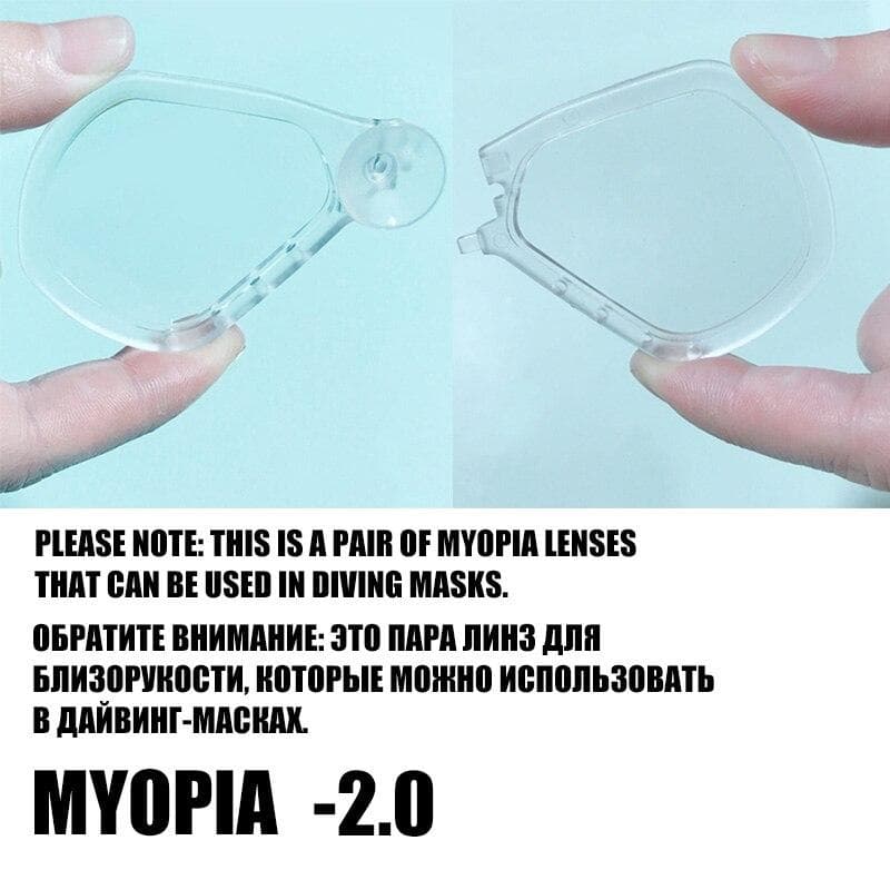 Detachable Diving Mask Myopia Lens Diving Equipment Professional Swimming Scuba Snorkel Mask Lens Underwater 150°-600° Optional 2.0