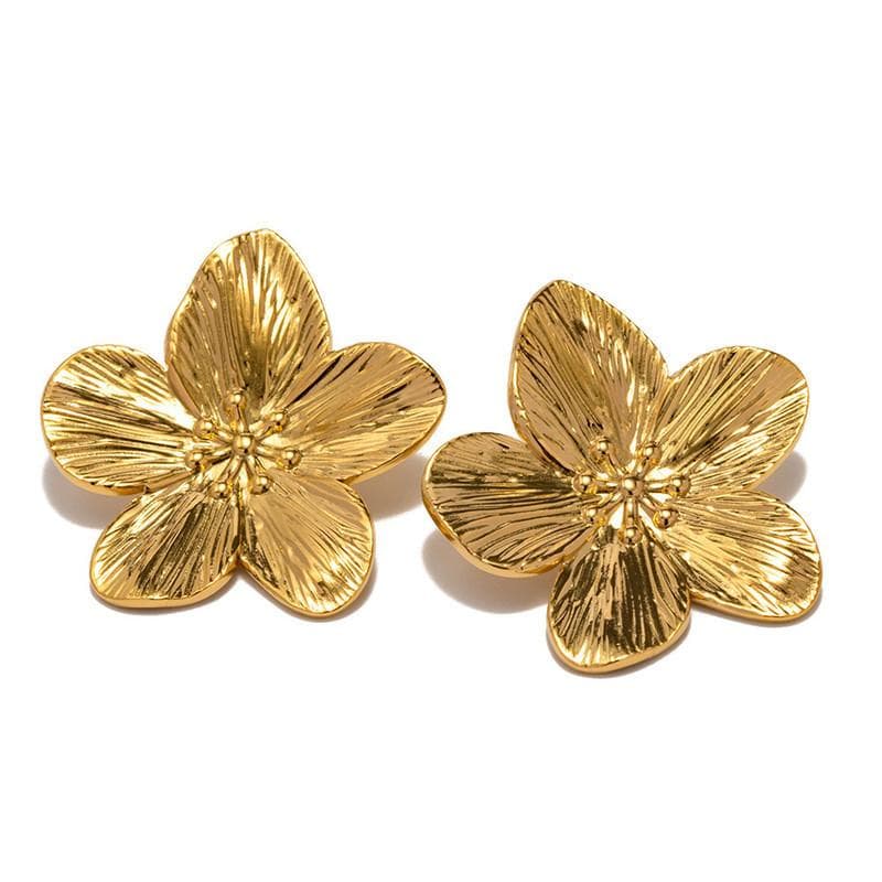 Vintage Gold Color Flower Stud Earrings Fashion Alloy Earrings For Women Trendy Luxury Party Gifts