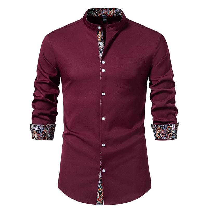 Cozy Up Mens Muscle Fit Dress Shirts Wrinkle Free Long Sleeve Casual Button Down Shirts M burgundy