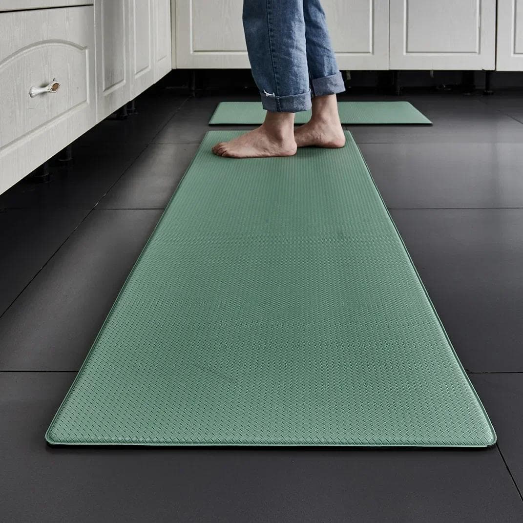 PVC Washable Kitchen Mat Gray Vinyl Non-slip Carpet Waterproof Oilproof Long Rug For Floor Balcony Laundry Room Entrance Doormat 45x120cm