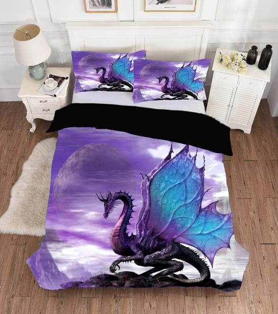 3D Dragon Themed Household Bedding Set Chinoiserie Style Quilt Cover Pillowcase 2/3 Pieces AU180 * 210 Full Size Decorative Quilt Cover AU Super King 240x270cm