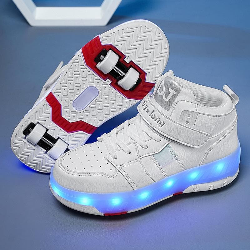 New High-top Children's Runaway Shoes Four-wheel Deformation Skates LED Luminous Wheels Shoes 41