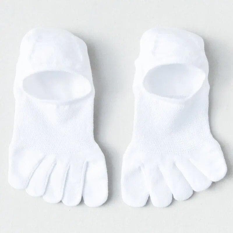 Five Finger Invisible Socks Men Split-toed Socks Casual Breathable Elastic Cotton Sweat-absorbing Boat Socks white
