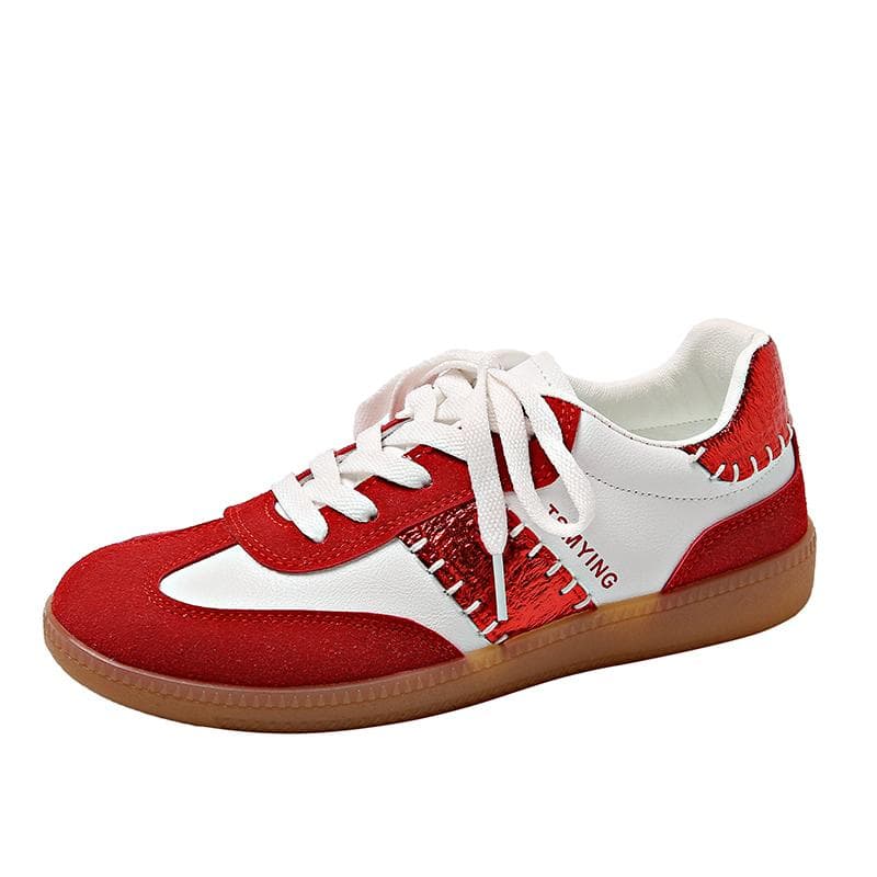 New Style Fashion Women's Shoes Designer High Quality Casual Large Size Sports Shoes Genuine Leather Vulcanized Shoes 44 red