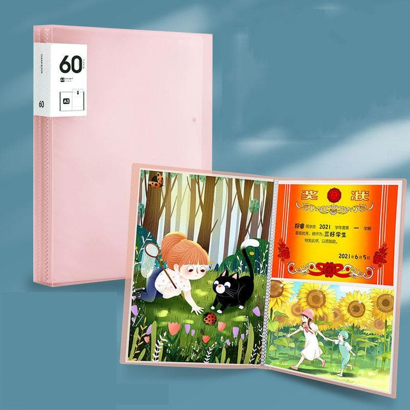 20/30/40/60 Pages Diamond Painting Storage Book Folder Painting Art Works Collection 8K Album Transparent Data Children's Award Poster Storage Bag 60 Pages pink