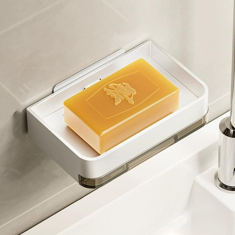 Soap Holder Without Drilling Bathroom Soap Dish With Drain Water Wall Soap Dish Organizer Bathroom Accessories white