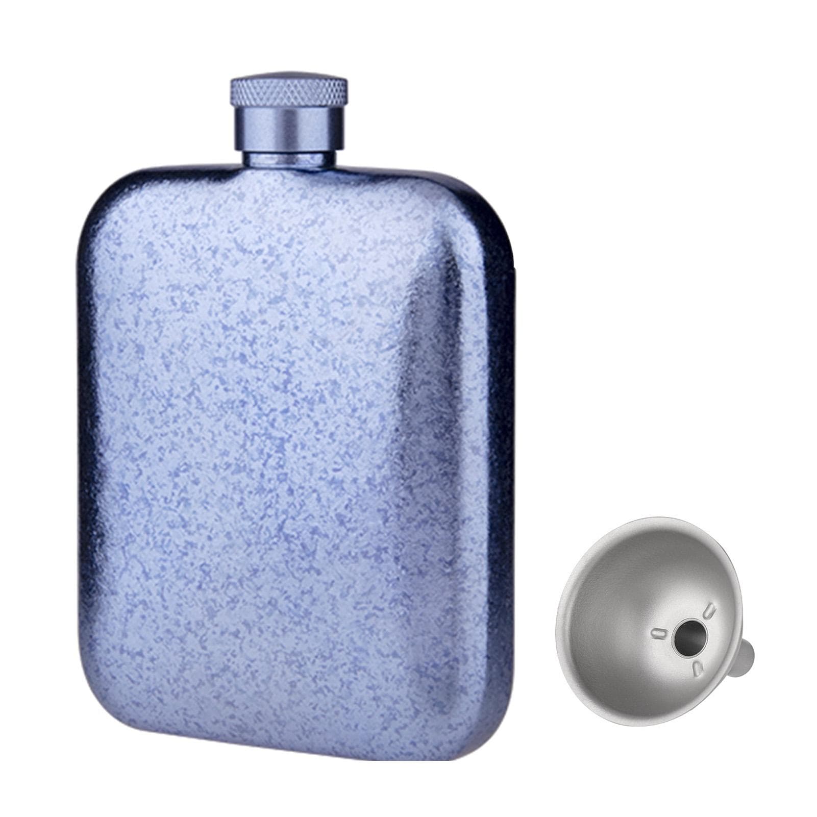 Titanium Flask with Funnel Ultra-Light Portable Wine Flask Health Selection Whiskey Flask for Men Ice Blue