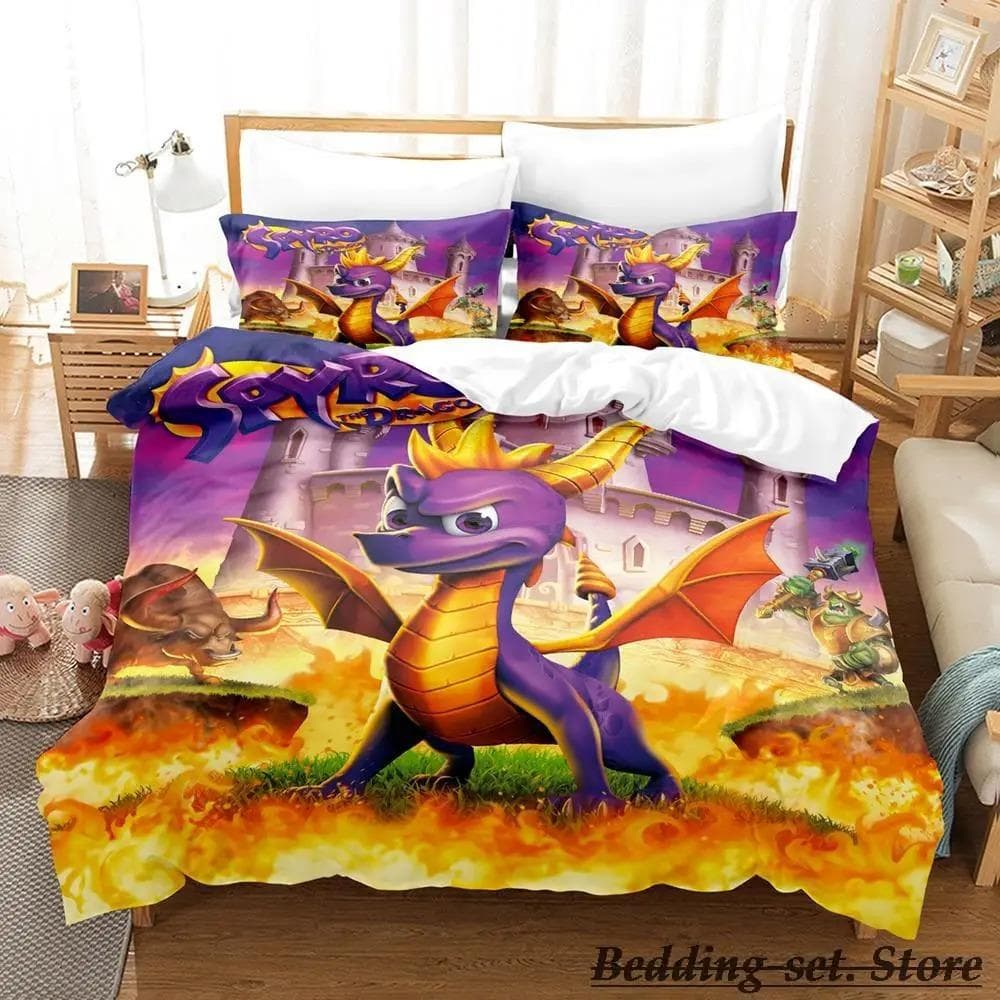 Spyro reignited trilogy Bedding Set Single Twin Full Queen King Size Bed Set Adult Kid Bedroom Duvetcover Sets Anime Gme AU Double 180x210cm
