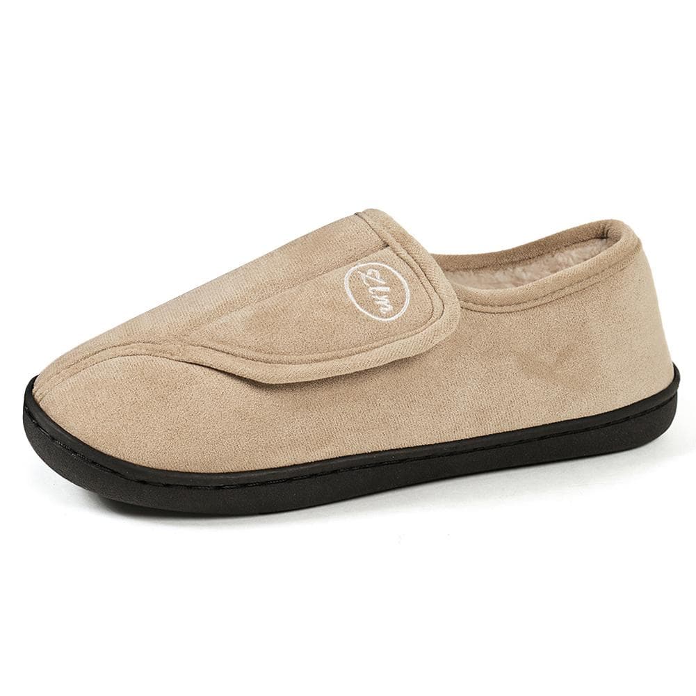 Slippers for Men Suede Leather Comfy Warm Plush Slip-on Shoes Non-Slip House Shoes Indoor/Outdoor 44-45 khaki