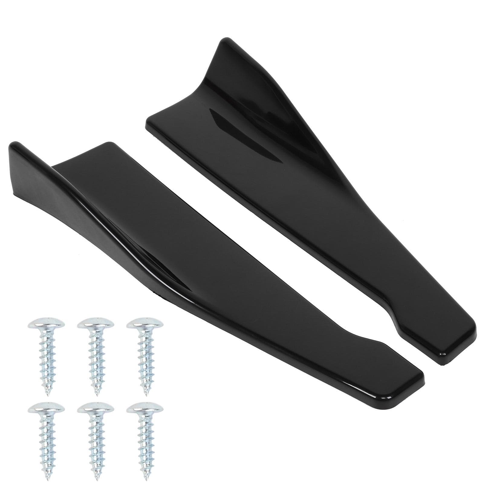 2pcs Car Rear Bumper Splitter Lip Protection Universal Winglet Diffuser Glossy Black