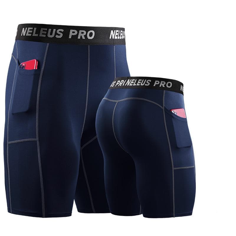 Men Sports Shorts Gym Compression Tights Solid Bottoms Quick Drying Underpants Running Short Pants XXXL navy blue