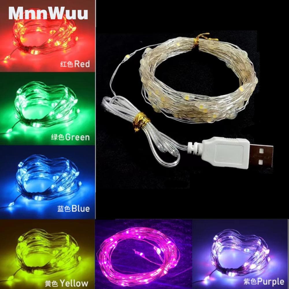 Led Fairy Lights Copper Wire String 1/2/3/5/10/20M Holiday Outdoor Lamp Garland For Christmas Tree Wedding Party Decoration 1M red