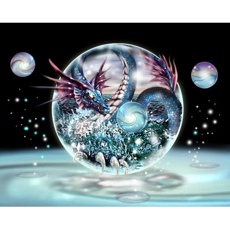 5D DIY Diamond Painting Cross Stitch Dragon Full Round Resin Drill Diamond Embroidery 20X30CM