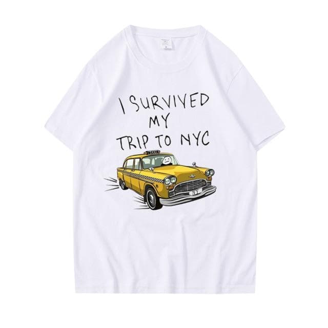 Tom Holland Same Style Tees I Survived My Trip To NYC Print T-Shirt Summer Casual Streetwear Men Women Unisex Fashion Tshirt Top XXL white