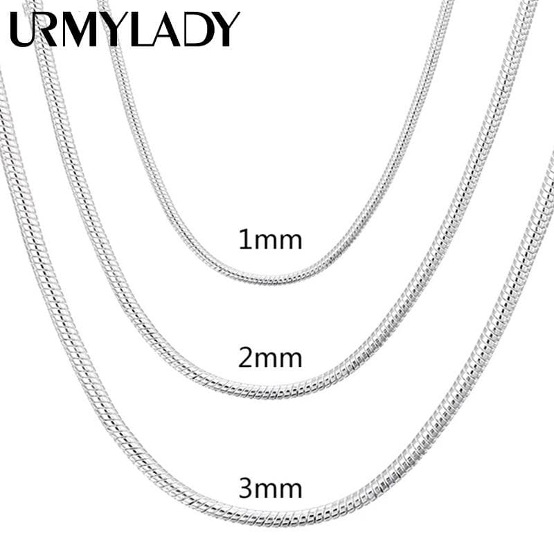 925 Sterling Silver 1MM/2MM/3MM Solid Snake Chain 40-75cm Necklace For Men Women Fashion Jewelry 3MM-65CM 26inch