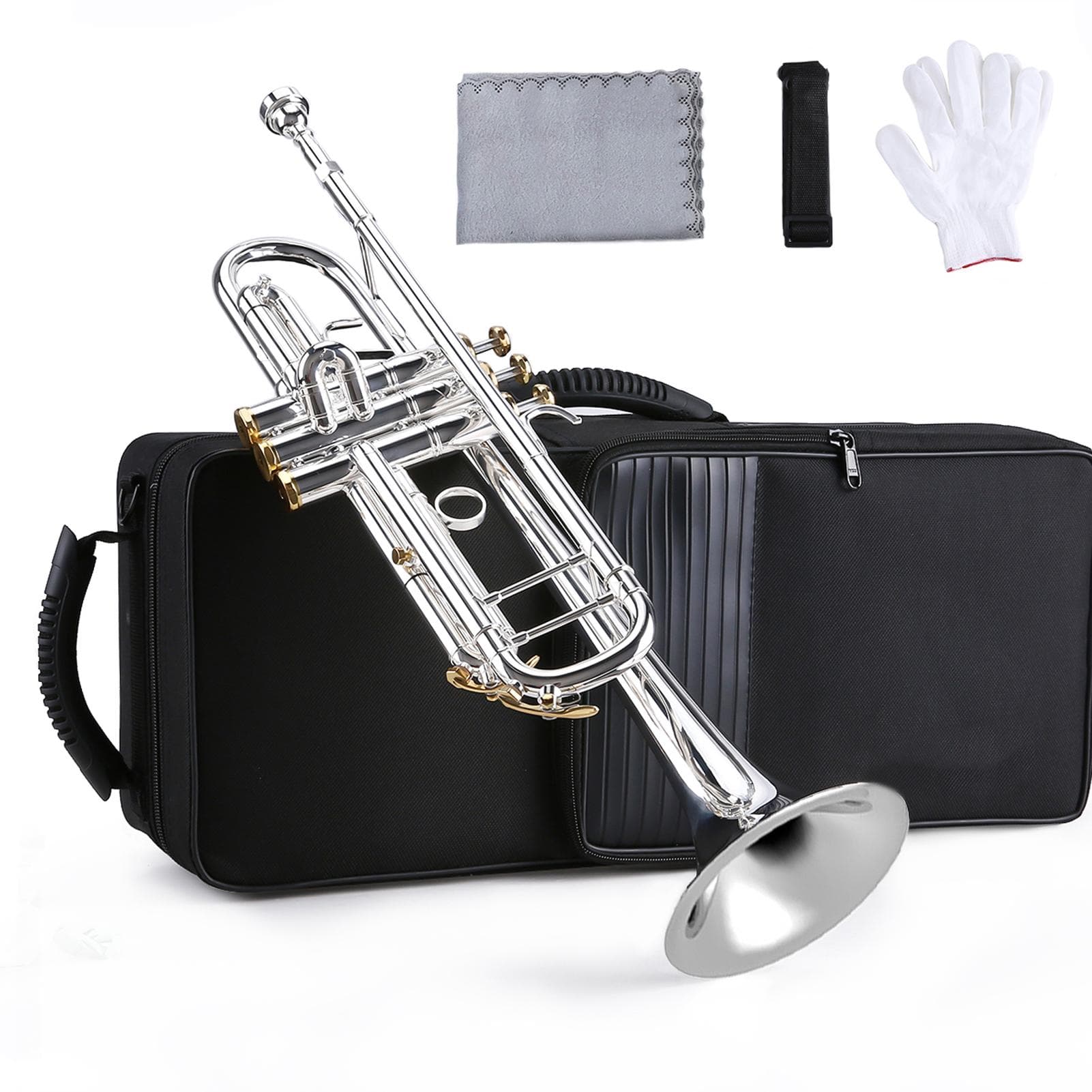 Prefessional Bb Trumpet Brass Material Silver-Plated Surface Beautiful Shell Buttons Wind silver
