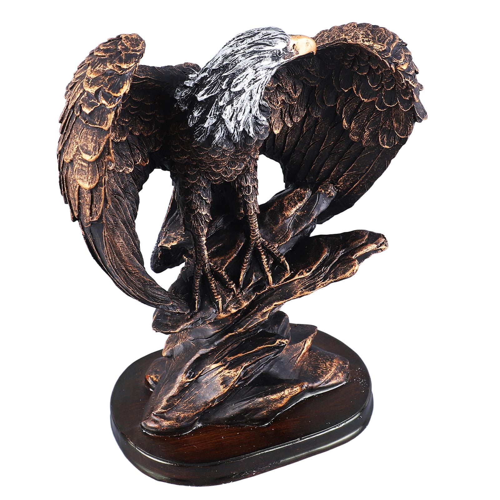 Eagle Statue Resin Retro Style Rich Details Bronzed Paint Stable Base Patriotic Eagle Figurine for