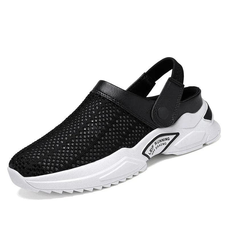 Fashion Mesh Men Sandals Outdoor Clogs Casual Sneakers for Man Breathable Half Slippers Slip on Lightweight Walking Beach Man Shoes 2024 40 black