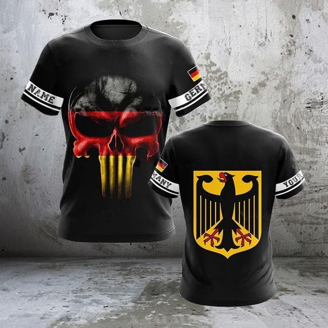 German Men's T-shirt Street Casual Top German Flag Print Oversize Shirts Street Hip Hop Harajuku Vintage Clothes O-neck Pullover XL