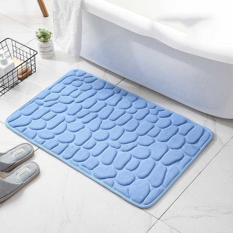 Beautiful Cobblestone Embossed Bathroom Bath Mat Non-slip Carpets In Wash Basin Bathtub Side Floor Rug Shower Room Doormat Memory Foam Pad 50x80cm sky blue
