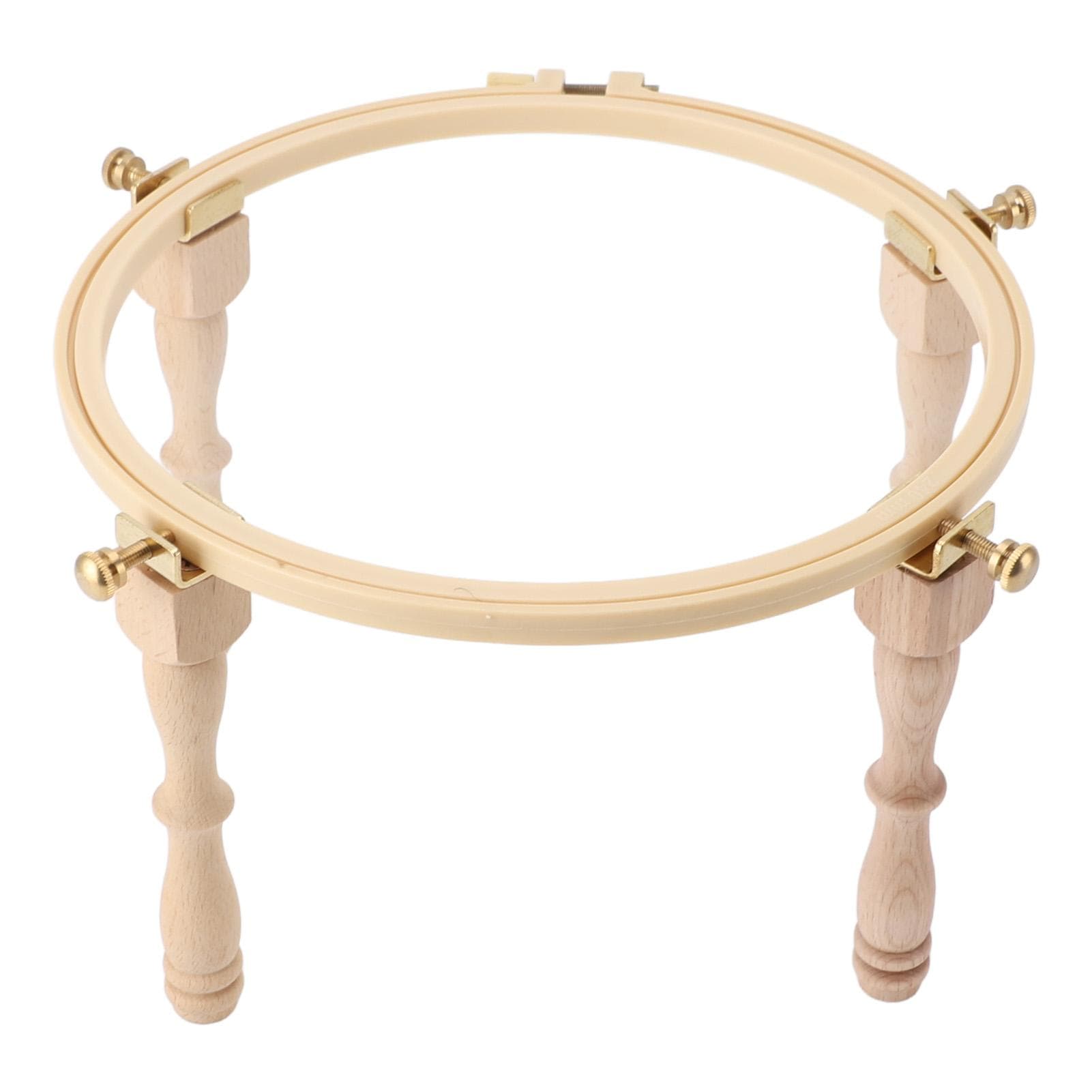 Desktop Embroidery Stand with 4 Legs Height Adjustment Wooden Frame Cross Stitch Hoop Holder for