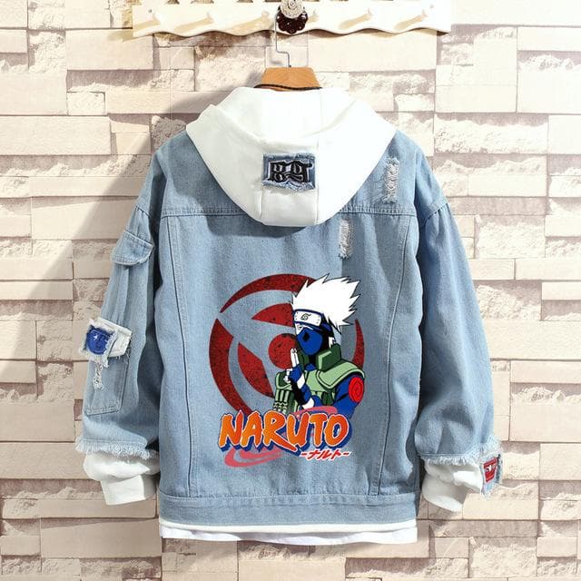 Cosroad Naruto Denim Jacket Uchiha Sasuke Cosplay Spring Autumn Jeans Hooded Sweatshirt Men Women Costumes Outwear Coats XL