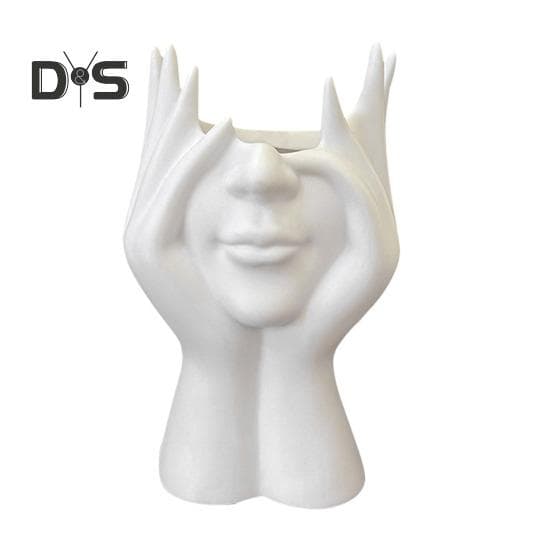 Face Flower Vase White Female Form Face Dining Table Centerpiece Modern Nordic Style Decorative Art Vase for Home Living Room Office Book Shelf Decor white