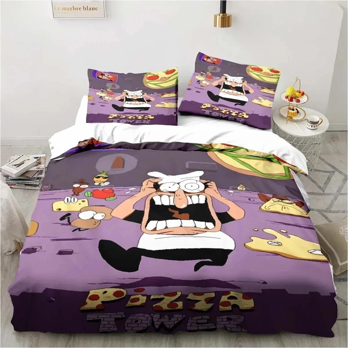 Pizza Tower Classic Pixel Style Game Bedding Set Duvet Cover Bed Set Quilt Cover Pillowcase Comforter king Queen Size Boys Adult EU King 240x220cm