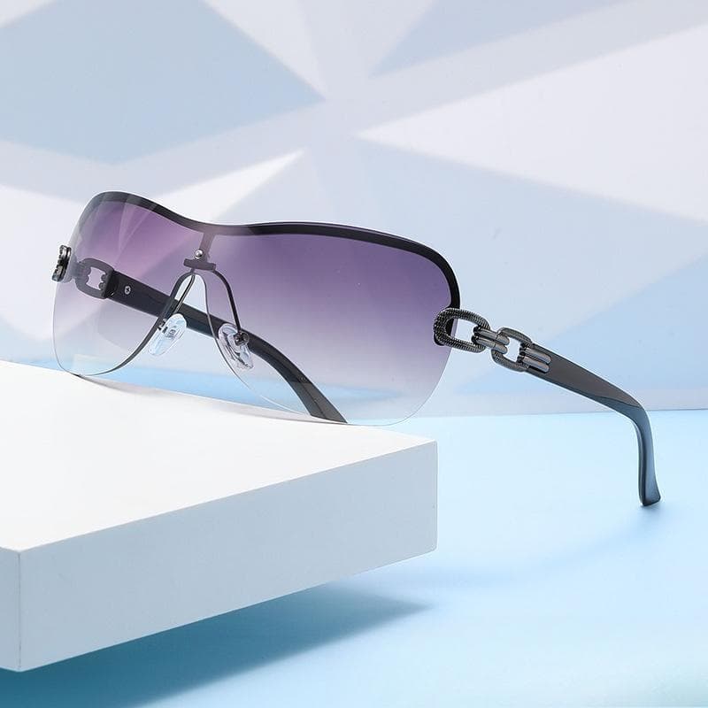New Fashionable UV400 Sunglasses Double Loop Chain Windproof Eye Protection Outdoor Glasses European American Style