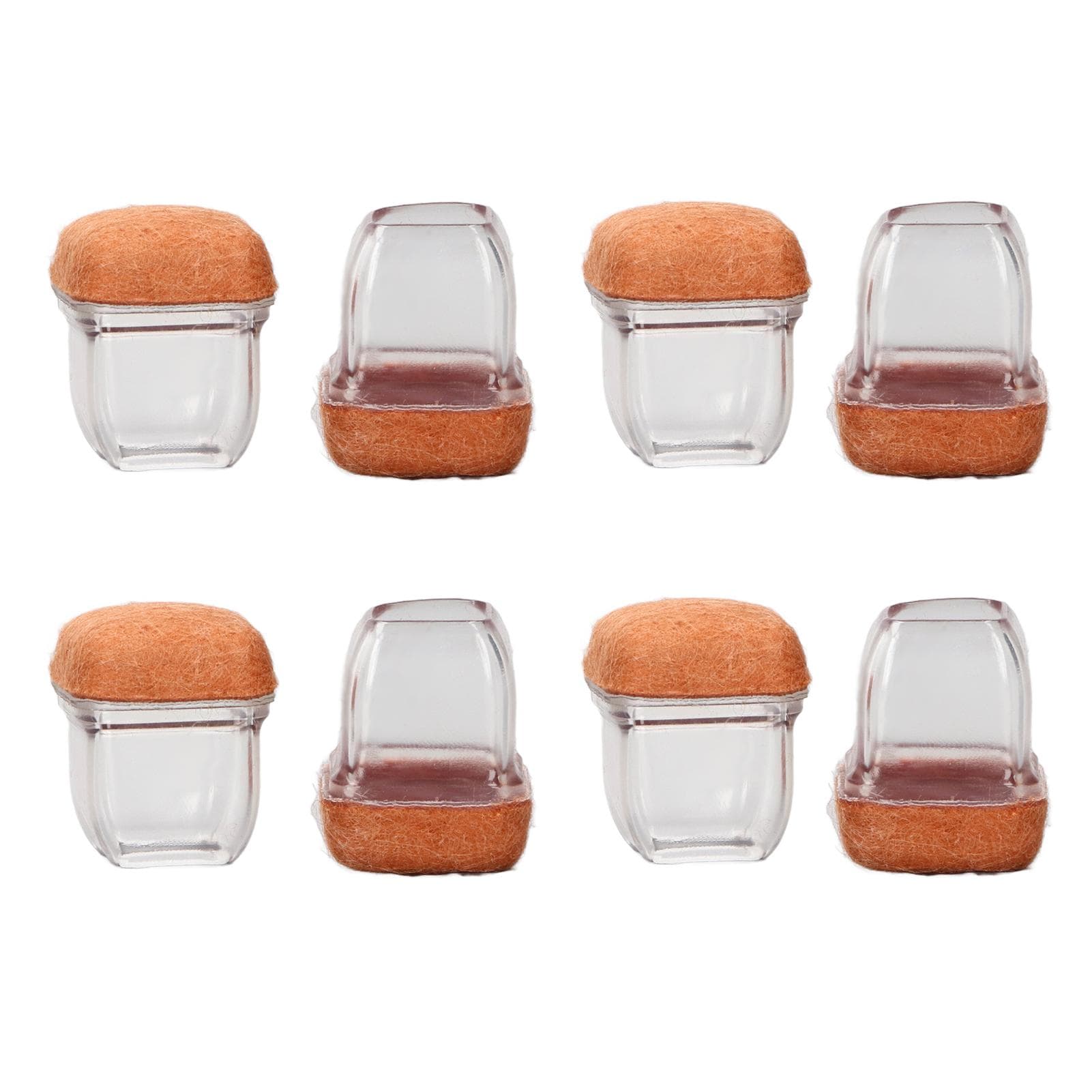8Pcs Chair Legs Caps TPE Wear Resistant Table Stool Foot Protector Transparent Square Shape Small