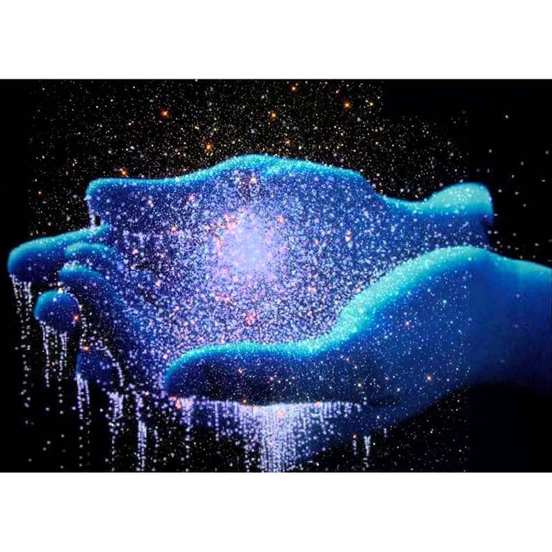 5D DIY Full Round Diamond Embroidery Blue Palm Painting Cross Stitch Handcraft Work Rhinestone 20X30CM